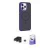 MARSİLYAN™- iPhone 14 Pro Max Kılıf Yörünge Klasik - Siyah Bilvis 5in1 5D Magic Hayalet Cam Ekran Koruyucu + Raze Metal Kamera Lens - GS