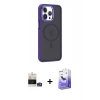MARSİLYAN™- iPhone 14 Pro Max Kılıf Yörünge Klasik - Siyah Bilvis 5in1 5D Magic Hayalet Cam Ekran Koruyucu + Bilvis Titan Kamera Lens - GS