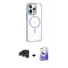 MARSİLYAN™- iPhone 14 Pro Max Kılıf Yörünge Klasik - Siyah Bilvis 5in1 5D Magic Hayalet Cam Ekran Koruyucu + Raze Metal Kamera Lens - GS