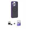 MARSİLYAN™- iPhone 14 Pro Max Kılıf Yörünge Klasik - Siyah Bilvis 5in1 5D Magic Hayalet Cam Ekran Koruyucu + Bilvis Titan Kamera Lens - DNMR