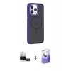 MARSİLYAN™- iPhone 14 Pro Max Kılıf Yörünge Klasik - Siyah Bilvis 5in1 5D Magic Hayalet Cam Ekran Koruyucu + Bilvis Titan Kamera Lens - SH