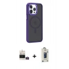 MARSİLYAN™- iPhone 14 Pro Max Kılıf Yörünge Klasik - Siyah Bilvis Hayalet Cam Ekran Koruyucu + Bilvis Titan Kamera Lens - GD