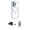 MARSİLYAN™- iPhone 14 Pro Max Kılıf Yörünge Klasik - Siyah Bilvis Hayalet Cam Ekran Koruyucu + Raze Metal Kamera Lens - GD