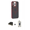 MARSİLYAN™- iPhone 14 Pro Max Kılıf Yörünge Klasik - Siyah Bilvis Hayalet Cam Ekran Koruyucu + Raze Metal Kamera Lens - GD
