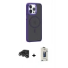 MARSİLYAN™- iPhone 14 Pro Max Kılıf Yörünge Klasik - Siyah Bilvis Hayalet Cam Ekran Koruyucu + Raze Metal Kamera Lens - GS