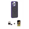 MARSİLYAN™- iPhone 14 Pro Max Kılıf Yörünge Klasik - Siyah Buffer Cam Ekran Koruyucu + Bilvis Titan Kamera Lens - DNMR