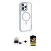 MARSİLYAN™- iPhone 14 Pro Max Kılıf Yörünge Klasik - Siyah Buffer Cam Ekran Koruyucu + Bilvis Titan Kamera Lens - DNMR