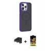 MARSİLYAN™- iPhone 14 Pro Max Kılıf Yörünge Klasik - Siyah Buffer Cam Ekran Koruyucu + Raze Metal Kamera Lens - GS