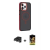MARSİLYAN™- iPhone 14 Pro Max Kılıf Yörünge Klasik - Siyah Buffer Cam Ekran Koruyucu + Raze Metal Kamera Lens - GS