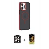 MARSİLYAN™- iPhone 14 Pro Max Kılıf Yörünge Klasik - Siyah Buffer Cam Ekran Koruyucu + PVD Metal Kamera Lens - TU
