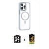 MARSİLYAN™- iPhone 14 Pro Max Kılıf Yörünge Klasik - Siyah Buffer Cam Ekran Koruyucu + PVD Metal Kamera Lens - TU