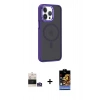 MARSİLYAN™- iPhone 14 Pro Max Kılıf Yörünge Klasik - Siyah Buffer Hayalet Cam Ekran Koruyucu + Bilvis Titan Kamera Lens - GS