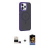 MARSİLYAN™- iPhone 14 Pro Max Kılıf Yörünge Klasik - Siyah Buffer Hayalet Cam Ekran Koruyucu + Gold Bilvis Titan Kamera Lens