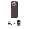 MARSİLYAN™- iPhone 14 Pro Max Kılıf Yörünge Klasik - Siyah Buffer Hayalet Cam Ekran Koruyucu + Gold Bilvis Titan Kamera Lens