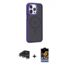 MARSİLYAN™- iPhone 14 Pro Max Kılıf Yörünge Klasik - Siyah Buffer Hayalet Cam Ekran Koruyucu + Raze Metal Kamera Lens - GS