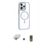 MARSİLYAN™- iPhone 14 Pro Max Kılıf Yörünge Klasik - Siyah Joko Magic 5D Hayalet Cam + Gümüş Band Metal Kamera Lens