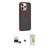 MARSİLYAN™- iPhone 14 Pro Max Kılıf Yörünge Klasik - Siyah Mat Seramik Nano Ekran Koruyucu + Bilvis Titan Kamera Lens - GD