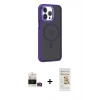 MARSİLYAN™- iPhone 14 Pro Max Kılıf Yörünge Klasik - Siyah Mat Seramik Nano Ekran Koruyucu + Bilvis Titan Kamera Lens - GD