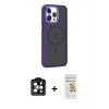 MARSİLYAN™- iPhone 14 Pro Max Kılıf Yörünge Klasik - Siyah Mat Seramik Nano Ekran Koruyucu + PVD Metal Kamera Lens - TU