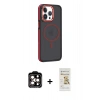 MARSİLYAN™- iPhone 14 Pro Max Kılıf Yörünge Klasik - Siyah Mat Seramik Nano Ekran Koruyucu + PVD Metal Kamera Lens - TU