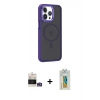 MARSİLYAN™- iPhone 14 Pro Max Kılıf Yörünge Klasik - Siyah Polymer Nano Ekran Koruyucu + Bilvis Titan Kamera Lens - GS