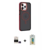 MARSİLYAN™- iPhone 14 Pro Max Kılıf Yörünge Klasik - Siyah Polymer Nano Ekran Koruyucu + Bilvis Titan Kamera Lens - GS