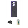 MARSİLYAN™- iPhone 14 Pro Max Kılıf Yörünge Klasik - Siyah Polymer Nano Ekran Koruyucu + Raze Metal Kamera Lens - GS