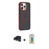 MARSİLYAN™- iPhone 14 Pro Max Kılıf Yörünge Klasik - Siyah Polymer Nano Ekran Koruyucu + Raze Metal Kamera Lens - GS