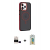MARSİLYAN™- iPhone 14 Pro Max Kılıf Yörünge Klasik - Siyah Polymer Nano Ekran Koruyucu + Bilvis Titan Kamera Lens - SH