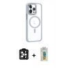 MARSİLYAN™- iPhone 14 Pro Max Kılıf Yörünge Klasik - Siyah Polymer Nano Ekran Koruyucu + PVD Metal Kamera Lens - TU