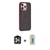 MARSİLYAN™- iPhone 14 Pro Max Kılıf Yörünge Klasik - Siyah Polymer Nano Ekran Koruyucu + PVD Metal Kamera Lens - TU