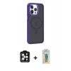 MARSİLYAN™- iPhone 14 Pro Max Kılıf Yörünge Klasik - Siyah Polymer Nano Ekran Koruyucu + PVD Metal Kamera Lens - TU