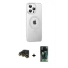 MARSİLYAN™- iPhone 14 Pro Max Kılıf Yörünge Koleksiyonu - Şeffaf 360 Full Body Arka Koruyucu + Raze Metal Kamera Lens - GD