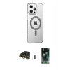 MARSİLYAN™- iPhone 14 Pro Max Kılıf Yörünge Koleksiyonu - Şeffaf 360 Full Body Arka Koruyucu + Raze Metal Kamera Lens - GD