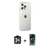 MARSİLYAN™- iPhone 14 Pro Max Kılıf Yörünge Koleksiyonu - Şeffaf 360 Full Body Arka Koruyucu + Turuncu PVD Metal Kamera Lens