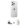 MARSİLYAN™- iPhone 14 Pro Max Kılıf Yörünge Koleksiyonu - Şeffaf Pasifik Cam Ekran Koruyucu + Bilvis Titan Kamera Lens - GD