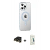 MARSİLYAN™- iPhone 14 Pro Max Kılıf Yörünge Koleksiyonu - Şeffaf Pasifik Cam Ekran Koruyucu + Raze Metal Kamera Lens - GD