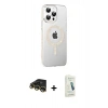 MARSİLYAN™- iPhone 14 Pro Max Kılıf Yörünge Koleksiyonu - Şeffaf Pasifik Cam Ekran Koruyucu + Raze Metal Kamera Lens - GD