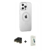 MARSİLYAN™- iPhone 14 Pro Max Kılıf Yörünge Koleksiyonu - Şeffaf Pasifik Cam Ekran Koruyucu + Raze Metal Kamera Lens - GD