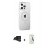 MARSİLYAN™- iPhone 14 Pro Max Kılıf Yörünge Koleksiyonu - Şeffaf Pasifik Cam Ekran Koruyucu + Raze Metal Kamera Lens - GS