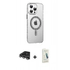 MARSİLYAN™- iPhone 14 Pro Max Kılıf Yörünge Koleksiyonu - Şeffaf Pasifik Cam Ekran Koruyucu + Raze Metal Kamera Lens - GS