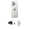 MARSİLYAN™- iPhone 14 Pro Max Kılıf Yörünge Koleksiyonu - Şeffaf Pasifik Cam Ekran Koruyucu + Raze Metal Kamera Lens - GS