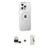 MARSİLYAN™- iPhone 14 Pro Max Kılıf Yörünge Koleksiyonu - Şeffaf Pasifik Cam Ekran Koruyucu + Bilvis Titan Kamera Lens - SH