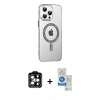 MARSİLYAN™- iPhone 14 Pro Max Kılıf Yörünge Koleksiyonu - Şeffaf Royal Nano Ekran Koruyucu + PVD Metal Kamera Lens - TU