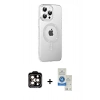 MARSİLYAN™- iPhone 14 Pro Max Kılıf Yörünge Koleksiyonu - Şeffaf Royal Nano Ekran Koruyucu + PVD Metal Kamera Lens - TU