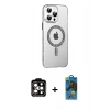 MARSİLYAN™- iPhone 14 Pro Max Kılıf Yörünge Koleksiyonu - Siyah 18D Cam Ekran Koruyucu + PVD Metal Kamera Lens - TU