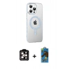 MARSİLYAN™- iPhone 14 Pro Max Kılıf Yörünge Koleksiyonu - Siyah 18D Cam Ekran Koruyucu + PVD Metal Kamera Lens - TU