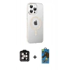 MARSİLYAN™- iPhone 14 Pro Max Kılıf Yörünge Koleksiyonu - Siyah 18D Cam Ekran Koruyucu + PVD Metal Kamera Lens - TU