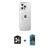 MARSİLYAN™- iPhone 14 Pro Max Kılıf Yörünge Koleksiyonu - Siyah 18D Cam Ekran Koruyucu + PVD Metal Kamera Lens - TU