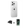 MARSİLYAN™- iPhone 14 Pro Max Kılıf Yörünge Koleksiyonu - Siyah 360 Mat Full Body Arka Koruyucu + Raze Metal Kamera Lens - GS